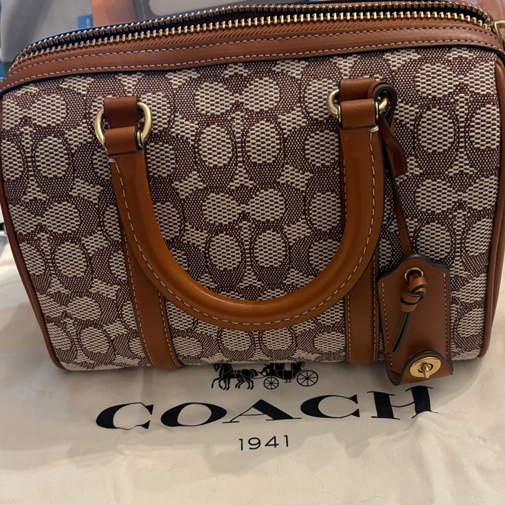 Coach Tan and Cream Signature Satchel